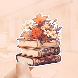 Stack of Books Fall Sticker, Waterproof Vinyl, Cottagecore, Kindle Sticker, Autumn stickers, Hygge Stickers, Book Lovers