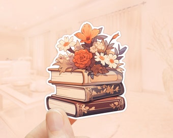 Stack of Books Fall Sticker, Waterproof Vinyl, Cottagecore, Kindle Sticker, Autumn stickers, Hygge Stickers, Book Lovers