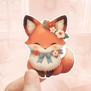 Adorable autocollant renard, Vinyle imperméable, Stickers automne, Animaux de la forêt, Stickers animaux mignons, Stickers chambre d'enfant, Sticker renard mignon