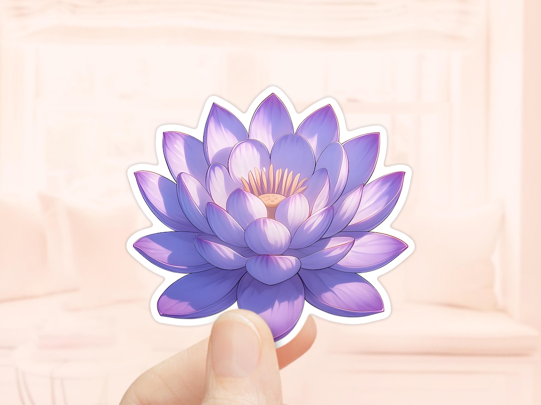 Lotous Sticker Purple Lotus Flower Sticker, Water Lily Sticker, Vinyl Waterproof ...