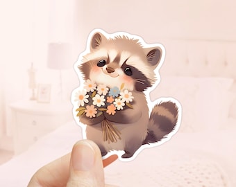 Cute Raccoon Sticker, Waterproof Vinyl, Woodland Animals, Cute Animal Stickers, Raccoon Stickers, Laptop Sticker, Silly Animal Stickers