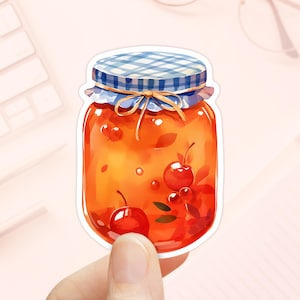 Sticker confiture de cerises, Récolte, Automne, Stickers ordinateur portable, Stickers pique-nique, Vinyle autocollant, Sticker bouteille d'eau, Stickers automne
