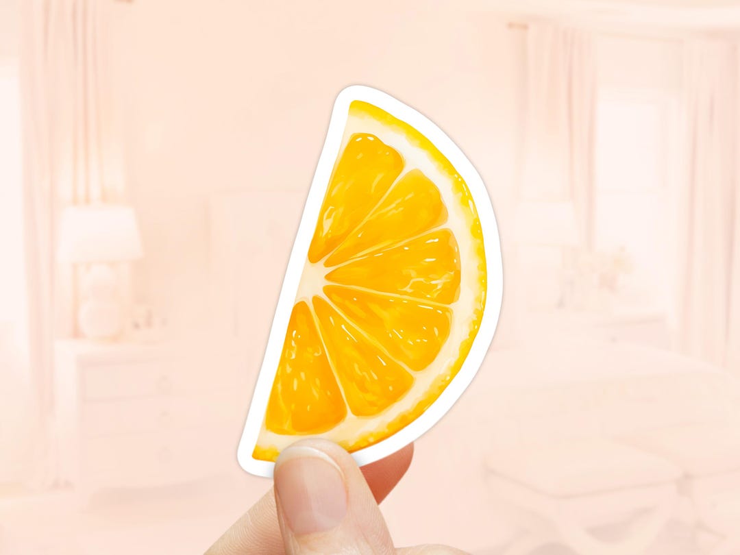 Lemon Wedge Sticker, Waterproof Vinyl, Fruit Stickers, Lemon Fruit Art ...
