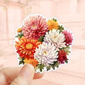 Adesivo de mães de jardim, adesivo de flores de crisântemo, adesivo de vinil, adesivos de álbum de recortes, adesivo de planejador, adesivo decorativo, resistente à água