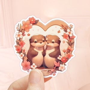 Süßer Otter Paar Aufkleber, Laptop Aufkleber, Valentinstag Aufkleber, wasserdichte Aufkleber, Planer Aufkleber, Otter Aufkleber, Kindle Aufkleber
