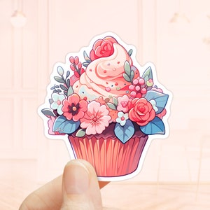 Cupcake Aufkleber, Wasserflasche Aufkleber, Valentinstag, Laptop Aufkleber, Bäckerei, Backen Aufkleber, Backwaren Aufkleber