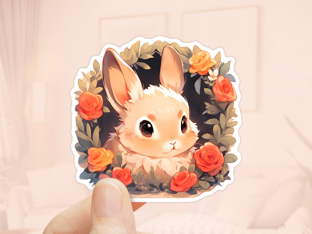 Cute Rabbit Sticker, Laptop Sticker, Animals Lover, Waterproof Stickers