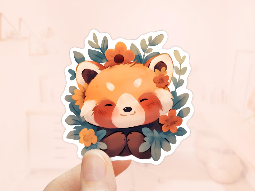 Kawaii Red Panda Sticker, Laptop Sticker, Cute Animals Stickers ...
