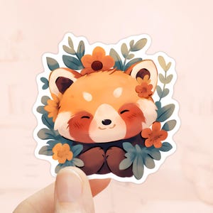 Kawaii Roter Panda Aufkleber, Laptop Aufkleber, Süße Tiere Aufkleber, Wasserdichte Aufkleber, Herbst Roter Panda, Roter Panda Aufkleber, Roter Panda Geschenke