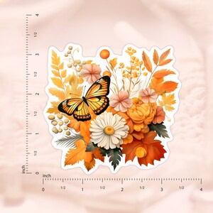 Butterfly Fall Season Sticker, Kindle Sticker, Laptop Sticker, Waterproof Stickers, Flower Stickers, Autumn Season, Cottagecore, Fall Gifts image 2