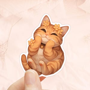 Pegatina de gato atigrado naranja, animales bonitos, vinilo impermeable, regalos para gatos, pegatinas de gatitos, pegatinas de gato americano de pelo corto, amantes de los gatos