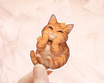 Orange Tabby Cat Sticker, Cute Animals, Waterproof Vinyl, Cute Cat Gifts, Kitten Stickers, American Shorthair Cat Stickers, Cat lovers
