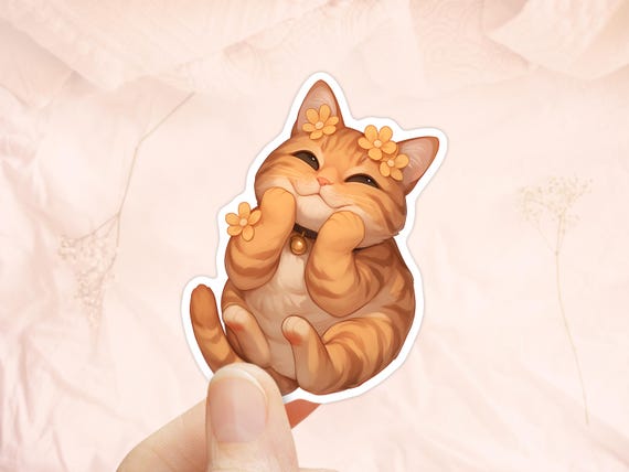 Orange Tabby Cat Sticker, Cute Animals, Waterproof Vinyl, Cute Cat Gifts, Kitten Stickers, American Shorthair Cat Stickers, Cat lovers