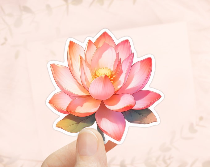Lotus Flower Sticker, Water Lily Sticker, Vinyl Waterproof Stickers, Laptop Decal, Journal Sticker, Water Bottler Sticker, Floral Decal