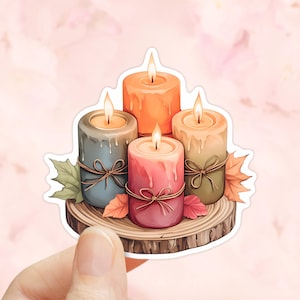 Sticker herfstkaarsen, waterdicht vinyl, Cottagecore, Kindle-sticker, herfststickers, hyggestickers, herfstbladeren, kaarsliefhebber cadeau