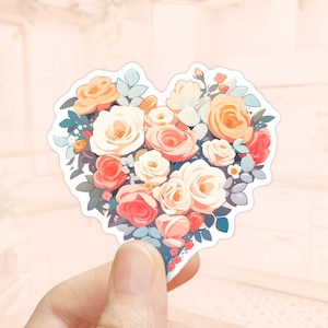 Rosen Herz Aufkleber, Stanley Aufkleber, Blumen Aufkleber, Journal Aufkleber, Becher Aufkleber, Geschenk für sie, ästhetische Aufkleber, Boho