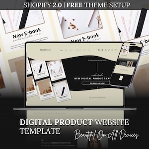 Shopify 2.0 Digital Product Website Template, Ebook Website Shopify Theme for Small Business, Shopify Theme Template for Digital Products