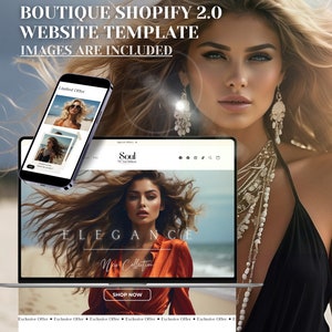 Boutique Website Luxury Theme Template For Small Business, Shopify 2.0 Clothing Website, Clean Premade Fashion Store, Shopify Store Setup