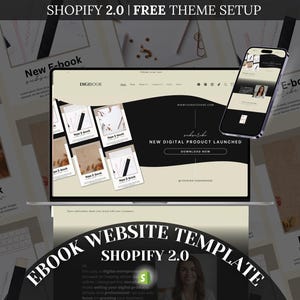 Shopify 2.0 Digital Product Website Template, Ebook Website Shopify Theme for Small Business, Shopify Theme Template for Digital Products