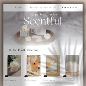 Shopify Clean Candle Website Template, Shopify Website Template for Candle, Candle Business Website Theme Template, Candle Website Shopify