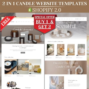 Clean Candle Website Template for Small Business, Shopify 2.0 Candle Business Website Theme Template, Shopify Website Template for Candle