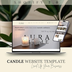 Clean Candle Website Template for Shopify Candle Theme, Shopify 2.0 Small Candle Business Website Template, Website Theme Design for Candle