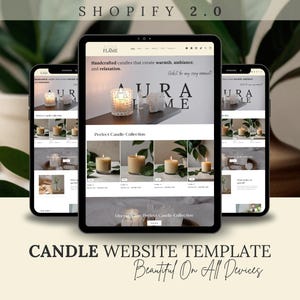 Clean Candle Website Template for Shopify Candle Theme, Shopify 2.0 Small Candle Business Website Template, Website Theme Design for Candle