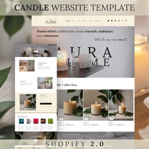 Small Business Website Template for Shopify Candle Theme, Shopify 2.0 Clean Candle Website Template, Website Template Design for Candle