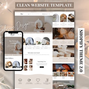 Shopify Clean Candle Website Template, Minimal Website Theme For Small Business, Handcrafted Website Template, Shopify Candle Theme Template