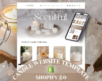 Shopify Clean Candle Website Template, Shopify Website Template for Candle, Candle Business Website Theme Template, Candle Website Shopify