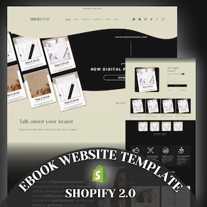 Shopify 2.0 Digital Product Website Template, Ebook Website Shopify Theme for Small Business, Shopify Theme Template for Digital Products