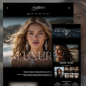 Black Jewelry Website Template, Clothing Website Template, Shopify Jewelry Theme, Boutique Website Theme Template, Luxury Shopify Theme