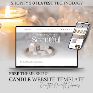 Shopify Clean Candle Website Template, Shopify Website Template for Candle, Candle Business Website Theme Template, Candle Website Shopify