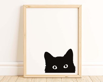 Cat Printable Cats Wall Art, Cat Silhouette, Animal Print Minimalistic Black Cat Print Minimalist Poster Animal Wall Decor, Animal Art Print