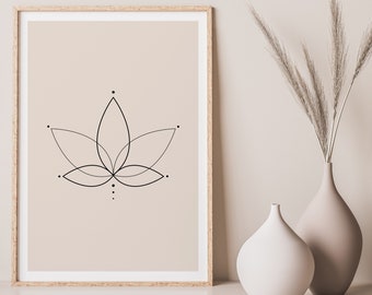 Lotus Printable Spiritual Wall Art Yoga Wall Art Minimal Yoga Print Meditation Poster Yoga Lotus Line Art Meditation Poster DIGITAL DOWNLOAD