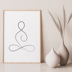 Yoga Lotus Pose Printable Wall Art Yoga Lotus Pose Poster Line Art Spiritual Wall Art Yoga Wall Art Minimal Yoga Print Meditation Poster