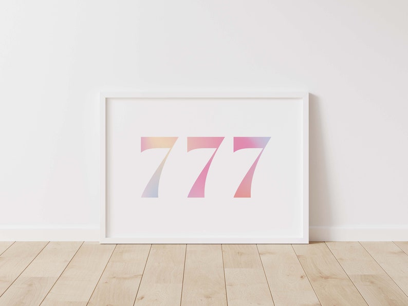 777 Manifest Printable Angel Numbers Gradient Print Aura Poster ...