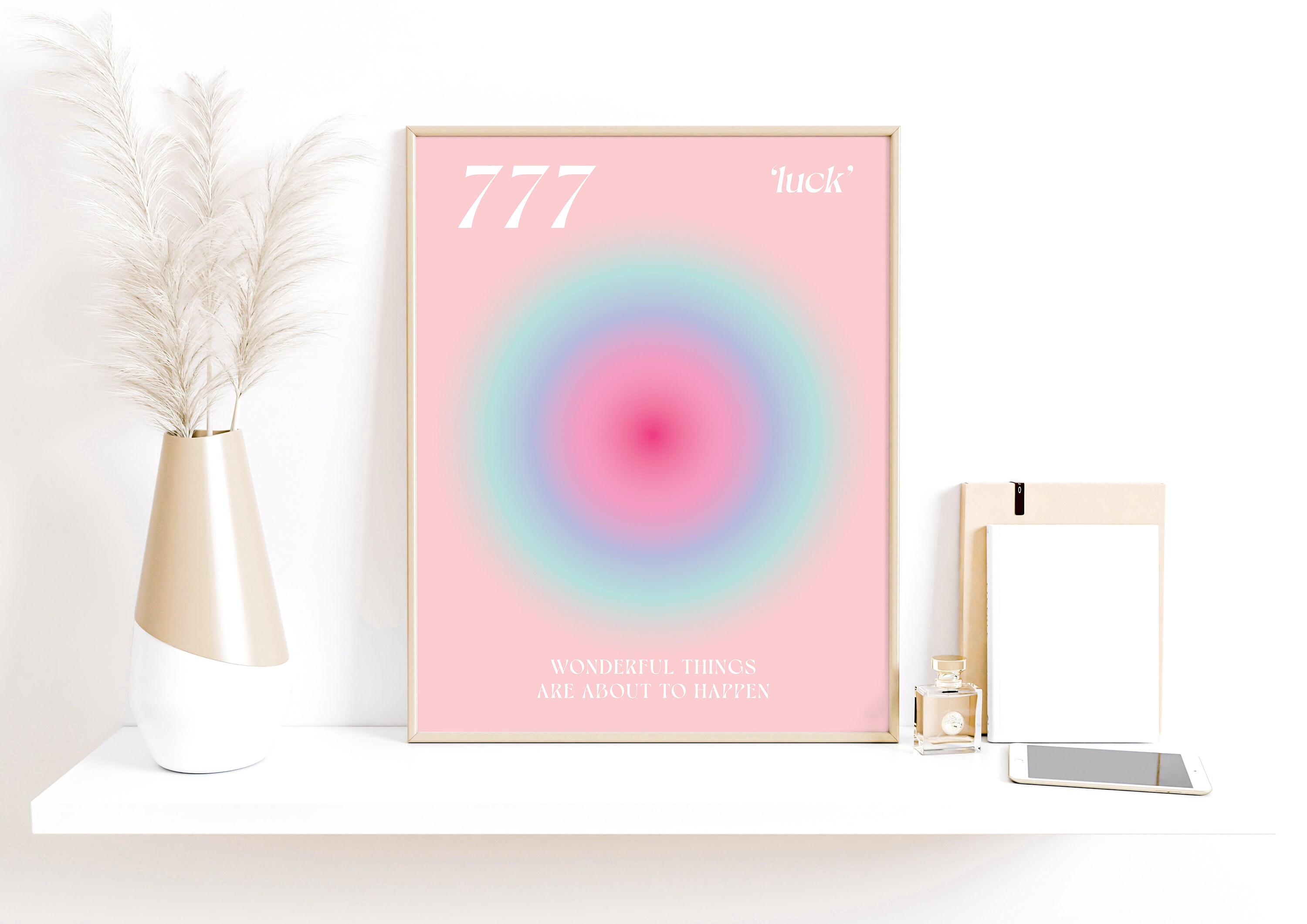 Colorful Numbers 777 777 Manifest Printable Angel Numbers Gradient Print Aura Poster ...