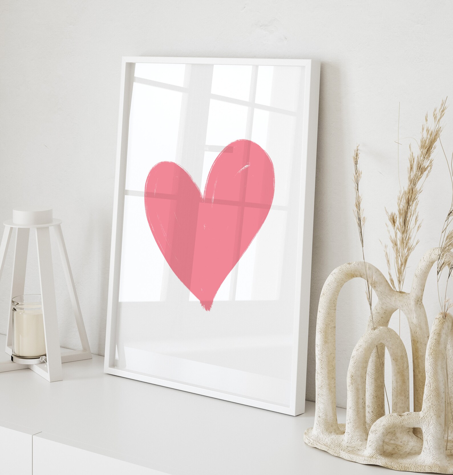 Pink Heart Printable Heart Poster Bedroom Wall Art Girl's Room Decor ...