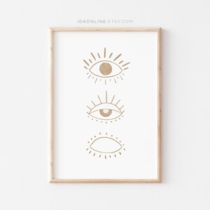 Evil Eye Printable Wall Art, Boho Home Decor, Neutral Print, Minimalist Poster, Line Drawing Eye Art Print, Minimal Line Art Eye Poster