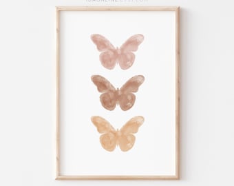 Boho Butterflies Boho Nursery Printable Butterfly Poster Nursery Wall Art Neutral Boho Wall Art Baby Room Decor Wall Art DIGITAL DOWNLOAD
