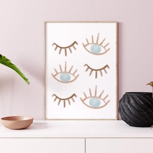 Evil Eye Printable Wall Art, Boho Home Decor, Neutral Print, Minimalist Poster, Line Drawing Eye Art Print, Minimal Line Art Eye Poster