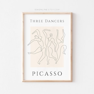 Picasso Printable Picasso Three Dancers Exhibition Vintage Line Art Poster Minimalist Line Drawing Home Decor Wall Art DIGITAL DOWNLOAD