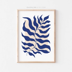 Blauwe Plant Afdrukbare Wall Art Bloem Wall Art Abstract Wall Art Slaapkamer Wall Art Eetkamer Art Minimalistische Wall Art DIGITALE DOWNLOAD