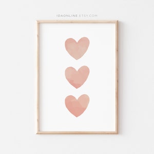 Blush Hearts Boho Nursery Imprimible Pink Heart Poster Nursery Wall Art Kids Room Prints Baby Shower Gift Baby Nursery Decor DESCARGA DIGITAL