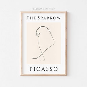 Picasso Printable, The Sparrow, Exhibition Vintage Line Art Poster, Minimalist Line Drawing Home Decor Wall Art Bird DIGITAL DOWNLOAD