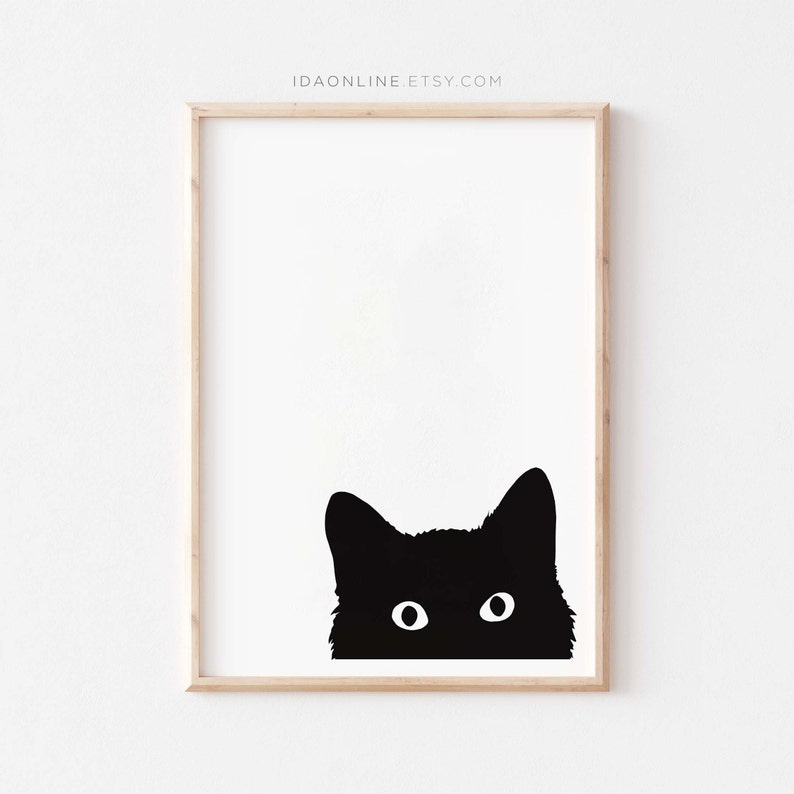 Cat Printable Cats Wall Art, Cat Silhouette, Animal Print Minimalistic ...