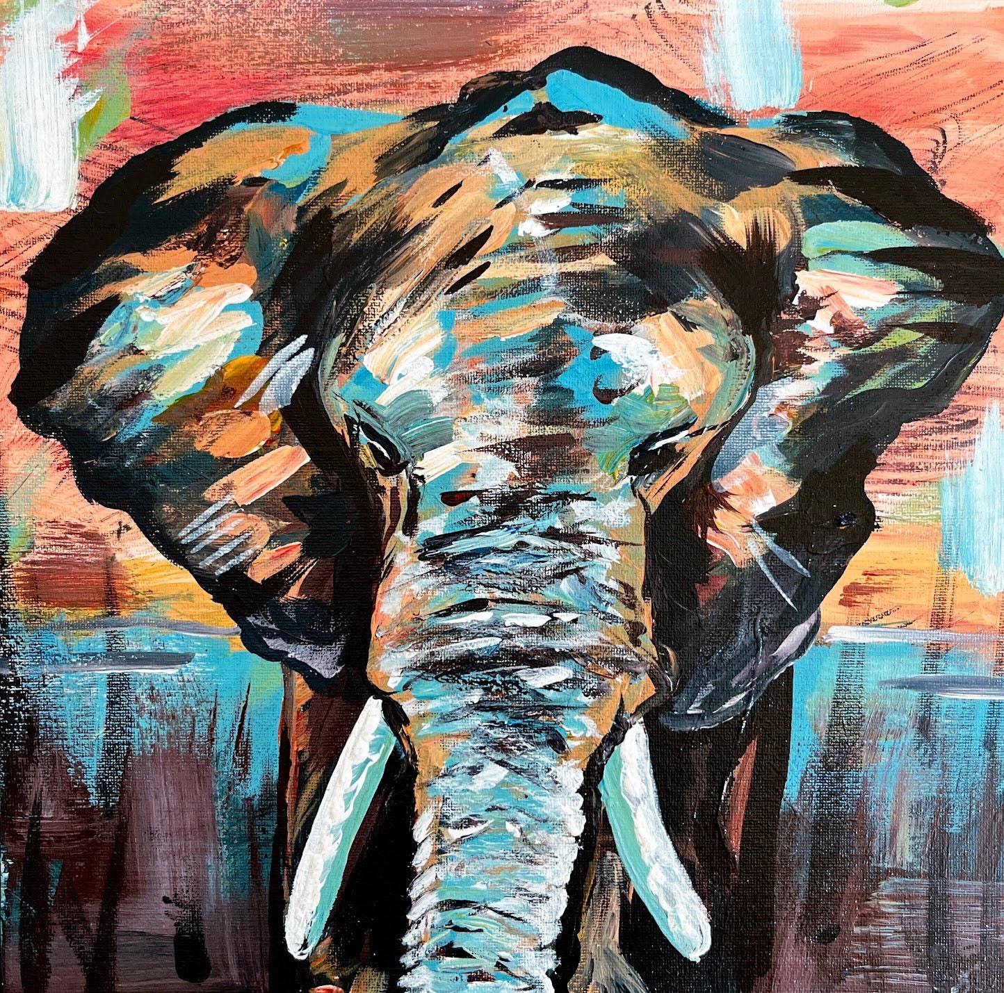抽象的な象の絵画 | デジタルダウンロード、アートプリント - Etsy 日本