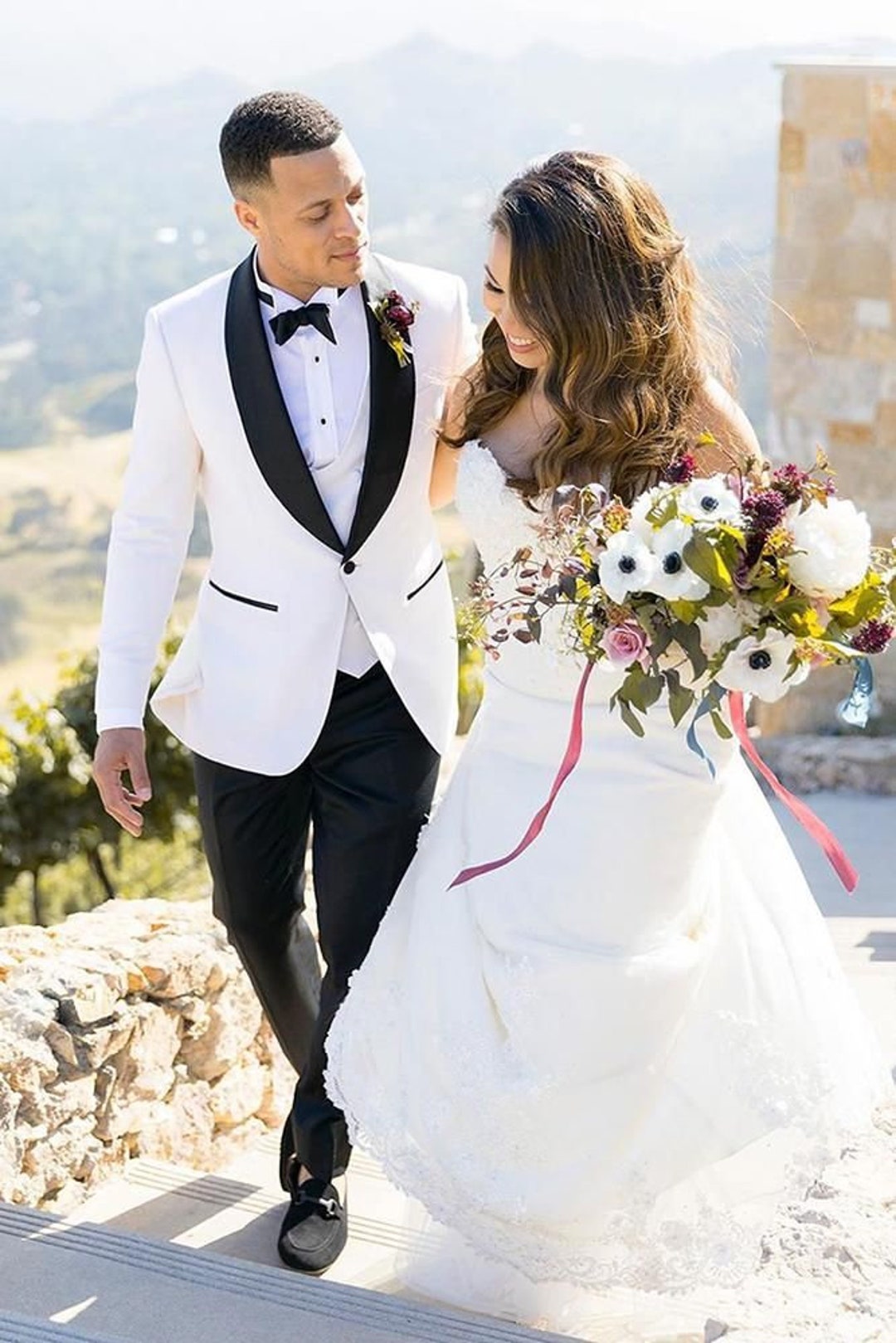 MEN WEDDING SUITS / White Tuxedo Groom 2 Piece Suits / Gift for Him