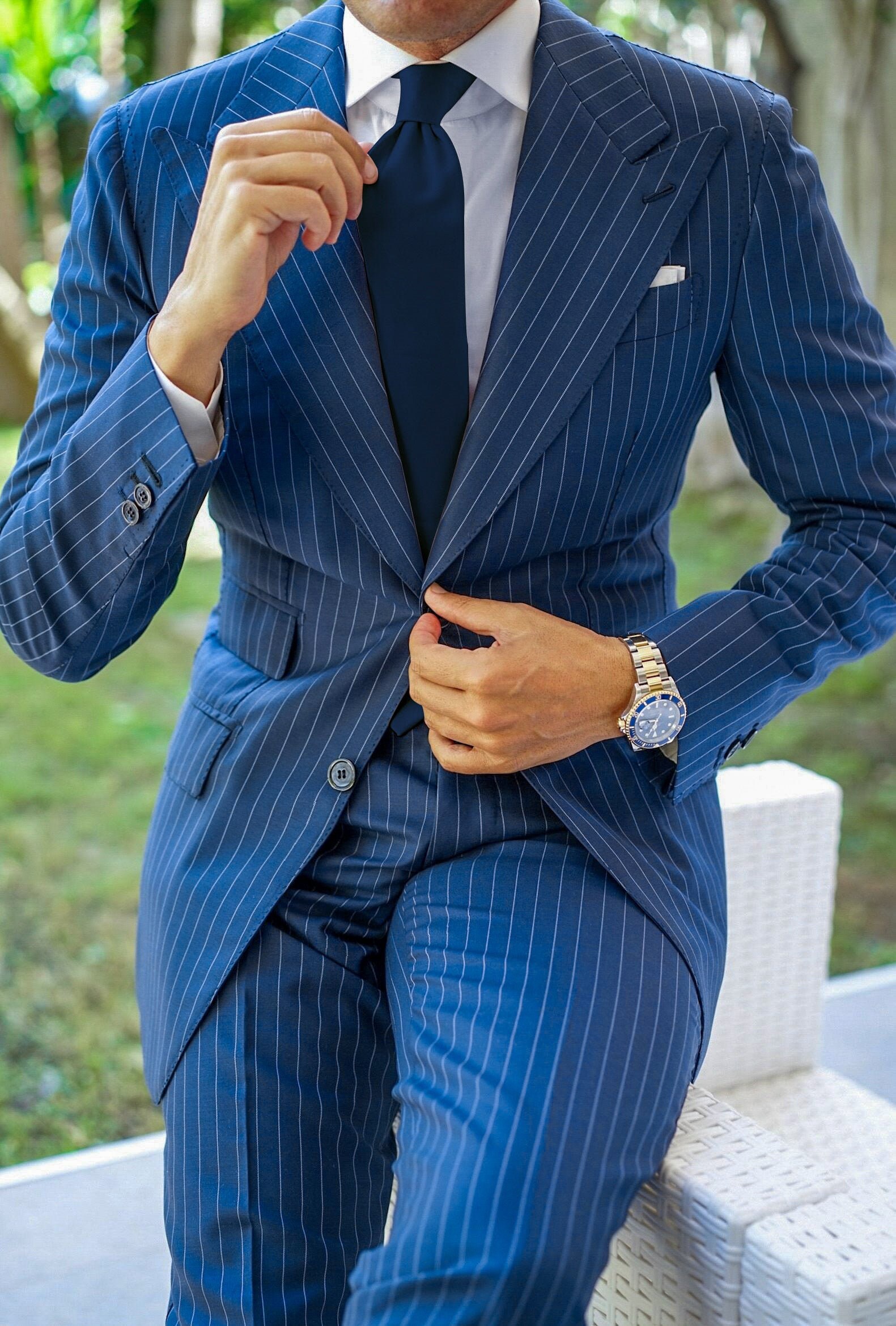 Blue Striped 2 Piece Luxury Suit – David El Gantiv